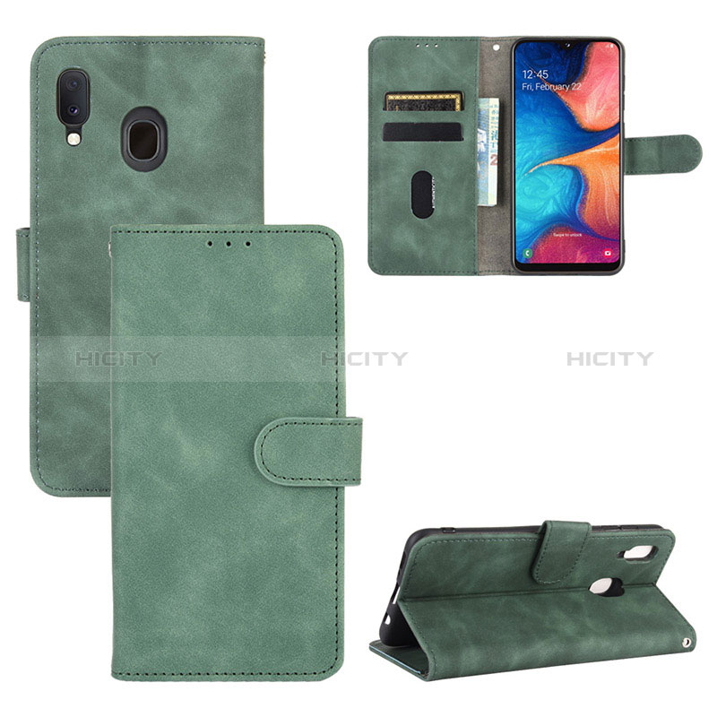 Coque Portefeuille Livre Cuir Etui Clapet L05Z pour Samsung Galaxy A30 Vert Plus