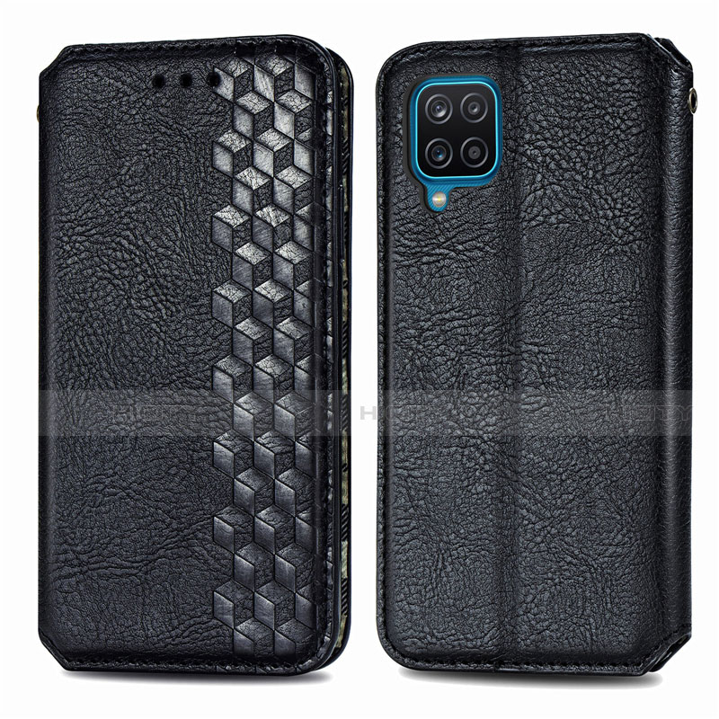 Coque Portefeuille Livre Cuir Etui Clapet L06 pour Samsung Galaxy A12 Noir Plus