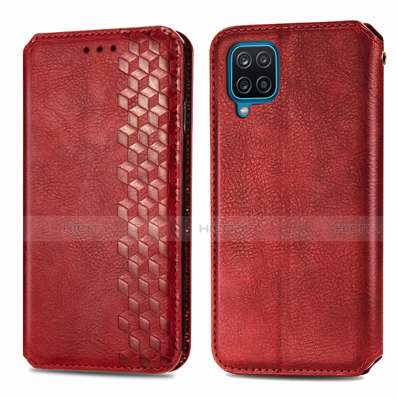 Coque Portefeuille Livre Cuir Etui Clapet L06 pour Samsung Galaxy A12 Rouge Plus