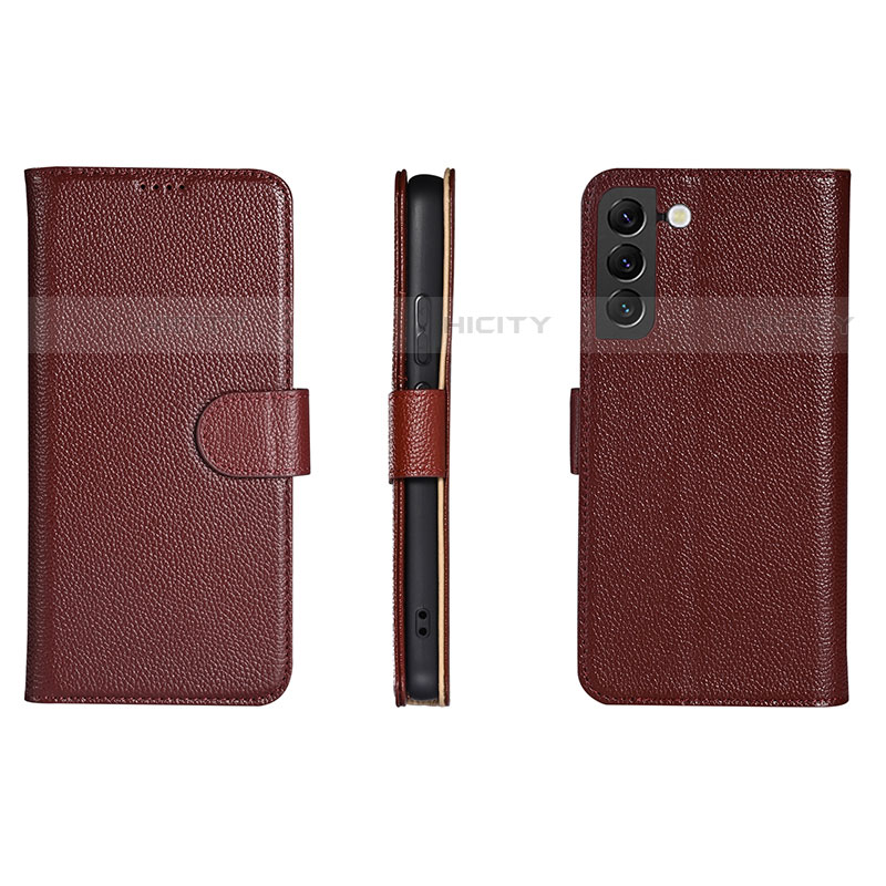 Coque Portefeuille Livre Cuir Etui Clapet L06 pour Samsung Galaxy S21 5G Vin Rouge Plus