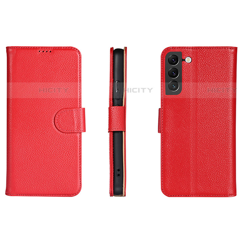 Coque Portefeuille Livre Cuir Etui Clapet L06 pour Samsung Galaxy S22 5G Rouge Plus