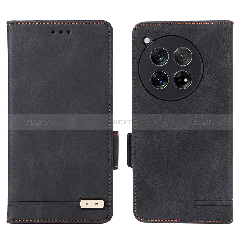 Coque Portefeuille Livre Cuir Etui Clapet L06Z pour OnePlus 12 5G Noir Plus