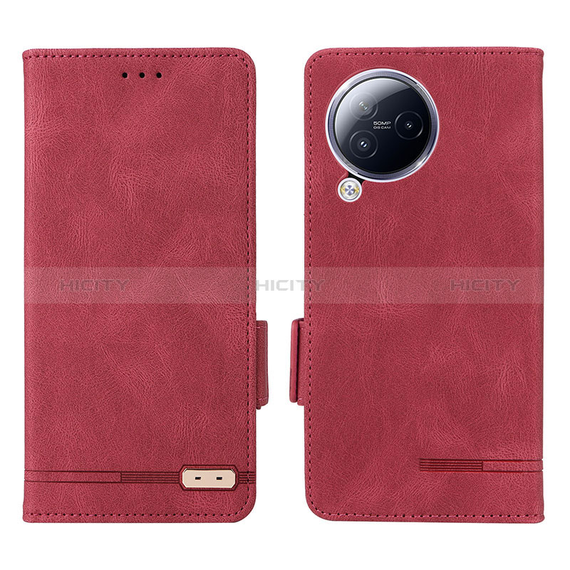 Coque Portefeuille Livre Cuir Etui Clapet L06Z pour Xiaomi Civi 3 5G Rouge Plus