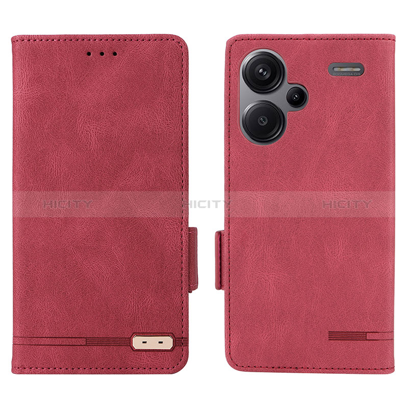 Coque Portefeuille Livre Cuir Etui Clapet L06Z pour Xiaomi Redmi Note 13 Pro+ Plus 5G Rouge Plus