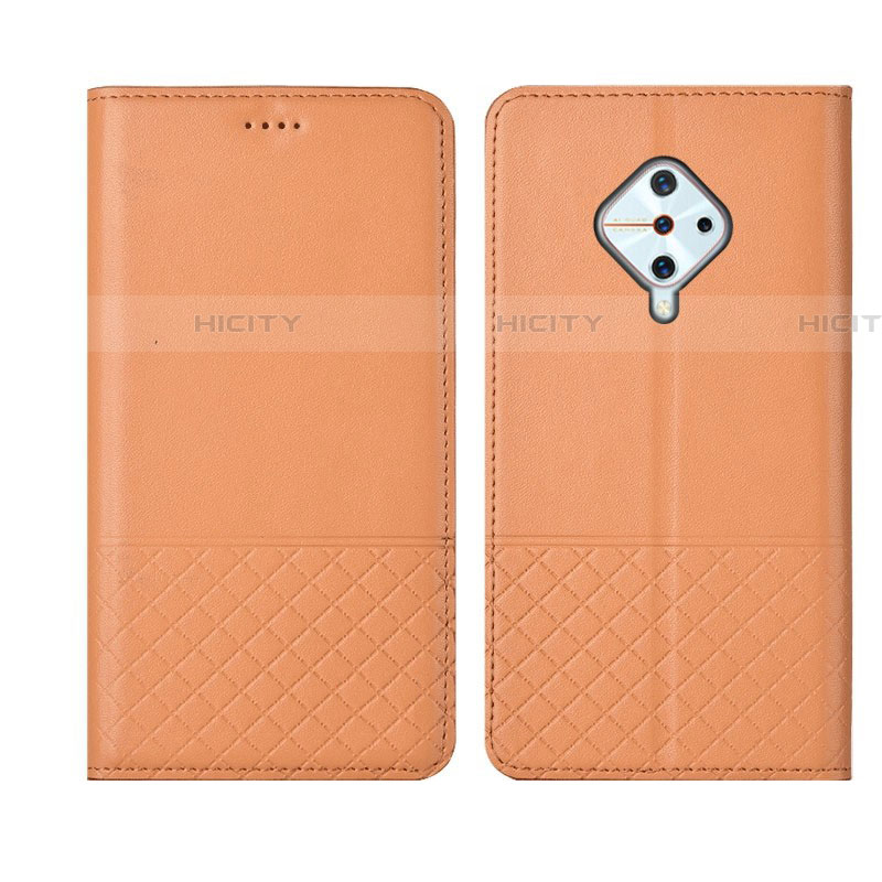 Coque Portefeuille Livre Cuir Etui Clapet L07 pour Vivo X50 Lite Orange Plus
