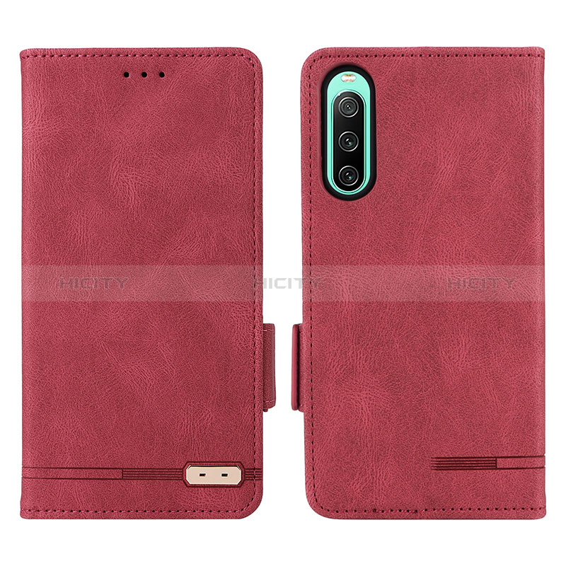 Coque Portefeuille Livre Cuir Etui Clapet L07Z pour Sony Xperia 10 V Rouge Plus