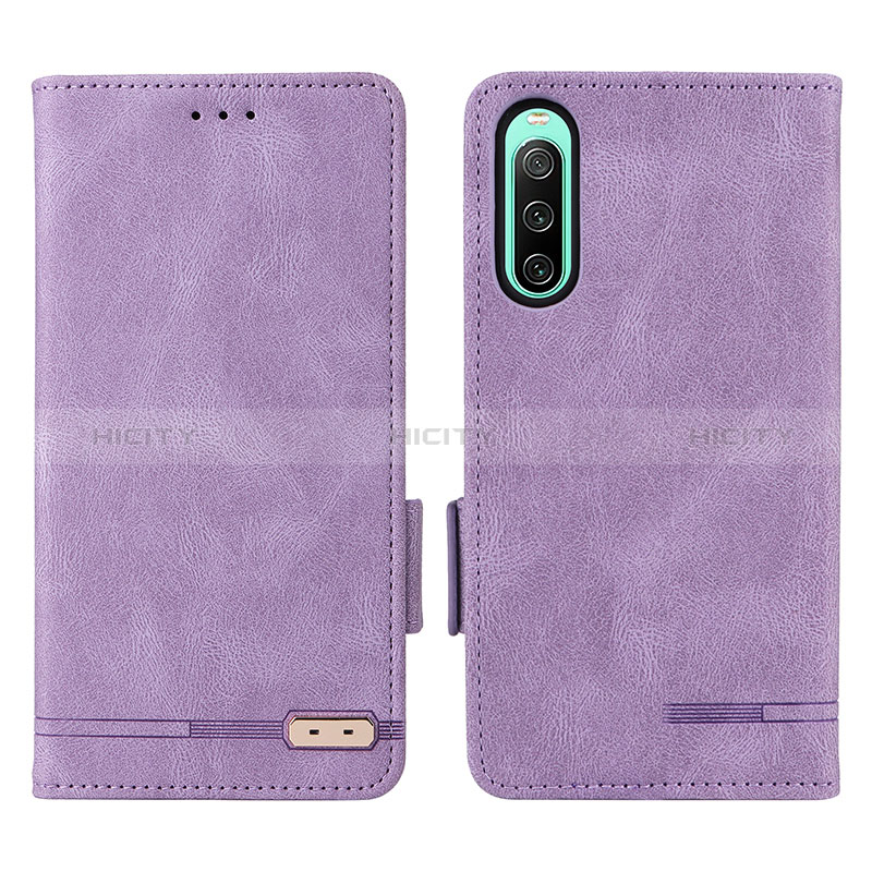 Coque Portefeuille Livre Cuir Etui Clapet L07Z pour Sony Xperia 10 V Violet Plus