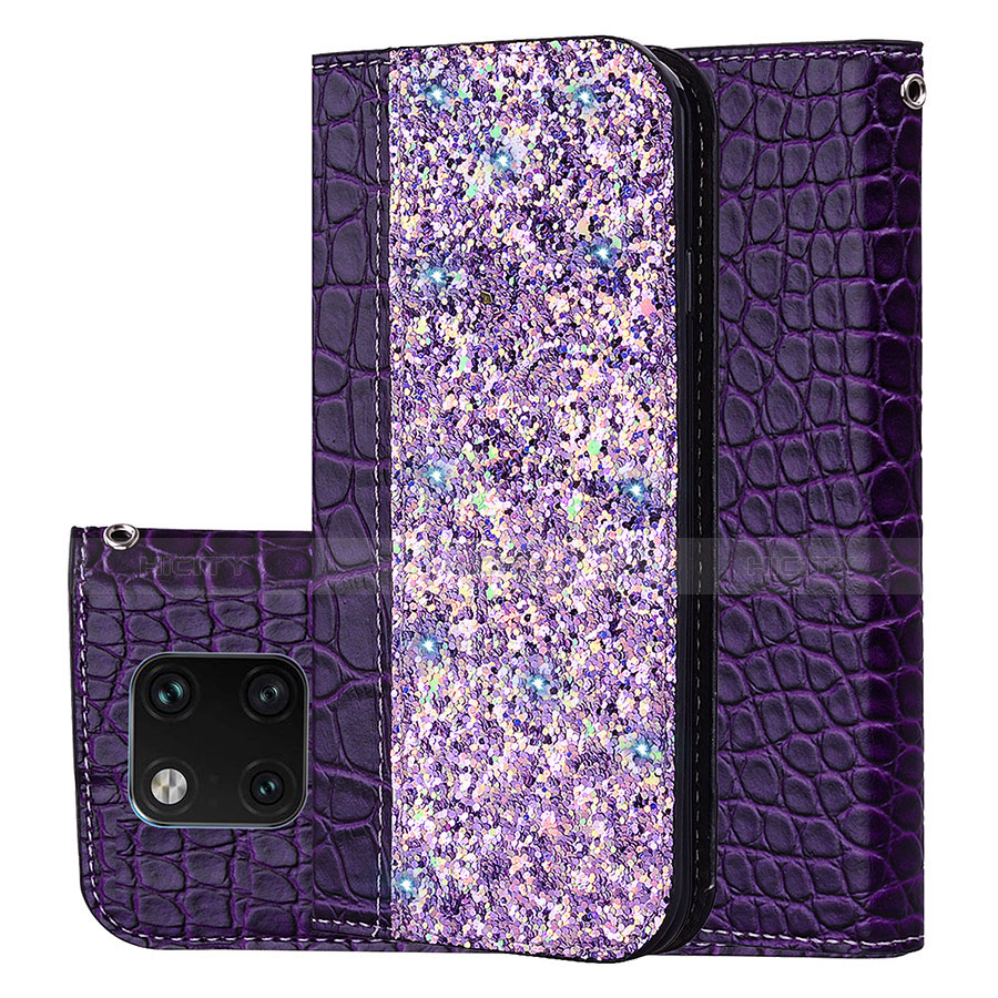 Coque Portefeuille Livre Cuir Etui Clapet L08 pour Huawei Mate 20 Pro Violet Plus