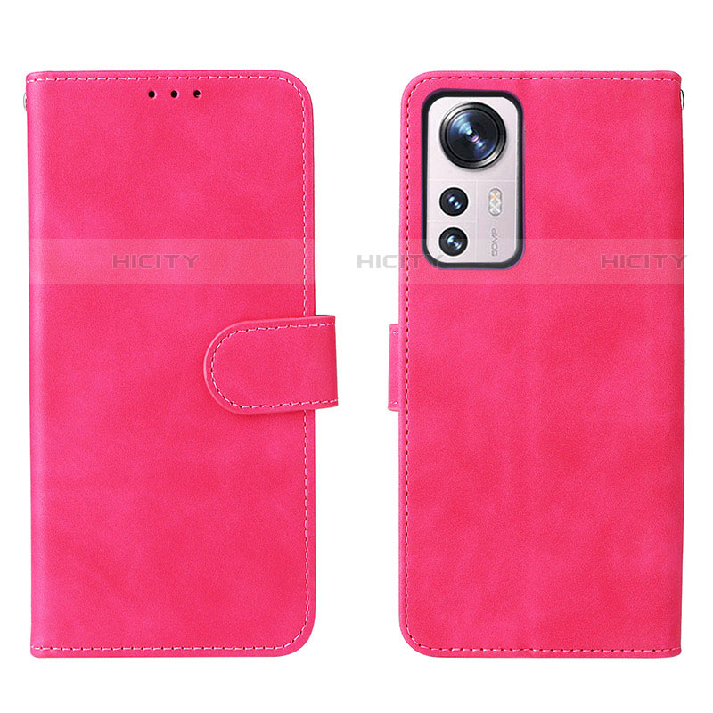Coque Portefeuille Livre Cuir Etui Clapet L08 pour Xiaomi Mi 12 Pro 5G Rose Rouge Plus