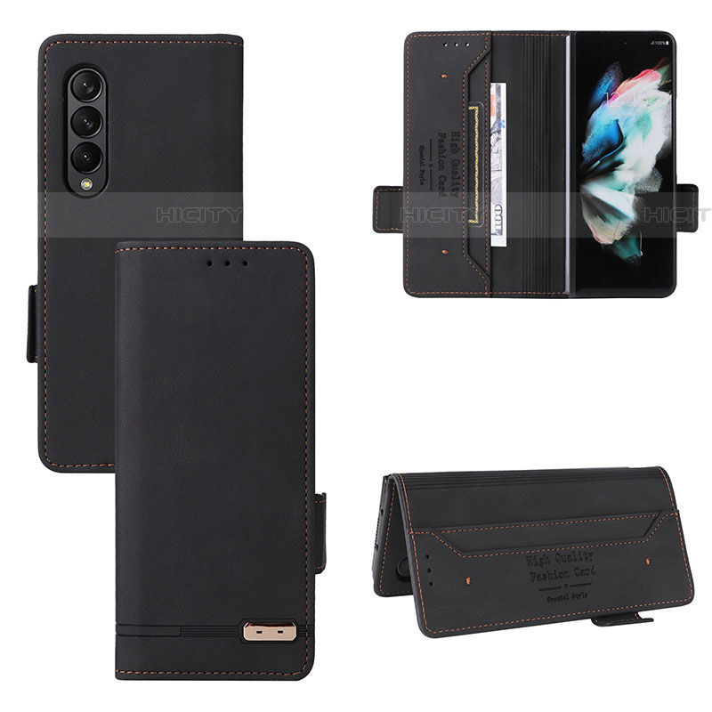 Coque Portefeuille Livre Cuir Etui Clapet L08Z pour Samsung Galaxy Z Fold4 5G Noir Plus