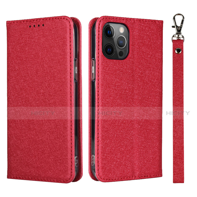 Coque Portefeuille Livre Cuir Etui Clapet L09 pour Apple iPhone 12 Pro Max Rouge Plus