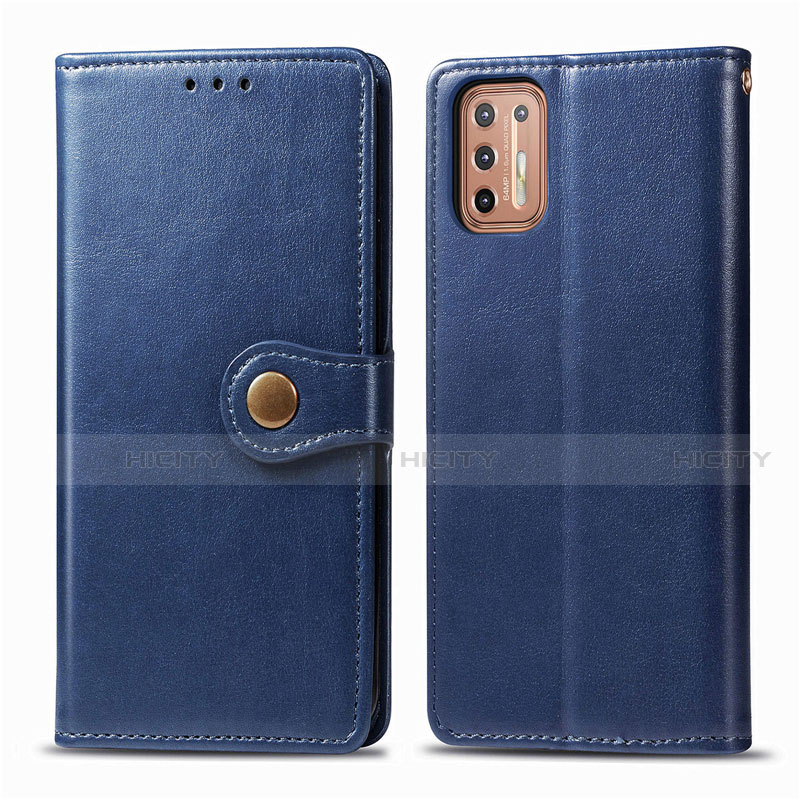 Coque Portefeuille Livre Cuir Etui Clapet L09 pour Motorola Moto G9 Plus Bleu Plus