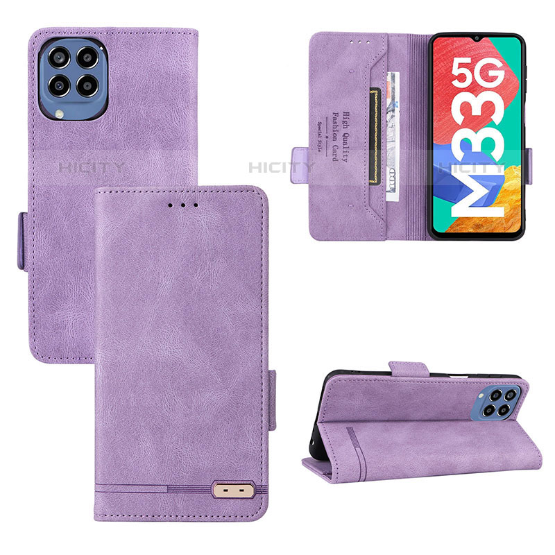 Coque Portefeuille Livre Cuir Etui Clapet L09Z pour Samsung Galaxy M33 5G Violet Plus