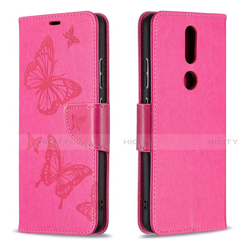 Coque Portefeuille Livre Cuir Etui Clapet L10 pour Nokia 2.4 Rose Rouge Plus