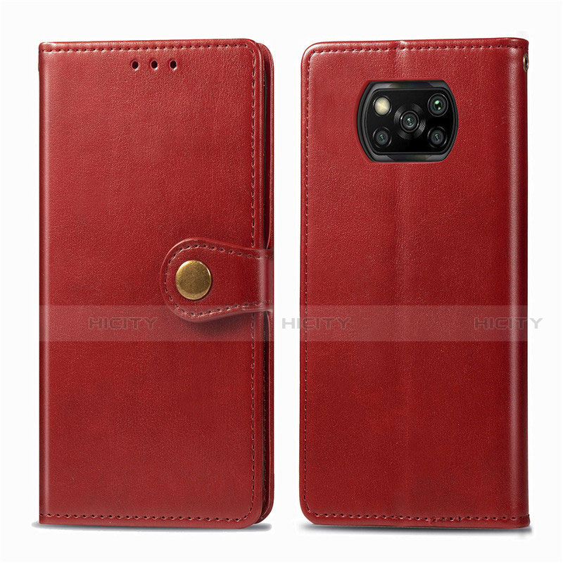 Coque Portefeuille Livre Cuir Etui Clapet L10 pour Xiaomi Poco X3 NFC Rouge Plus