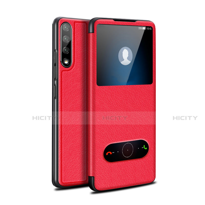 Coque Portefeuille Livre Cuir Etui Clapet L12 pour Huawei Enjoy 10S Rouge Plus