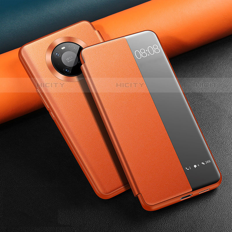 Coque Portefeuille Livre Cuir Etui Clapet L12 pour Huawei Mate 40 Orange Plus