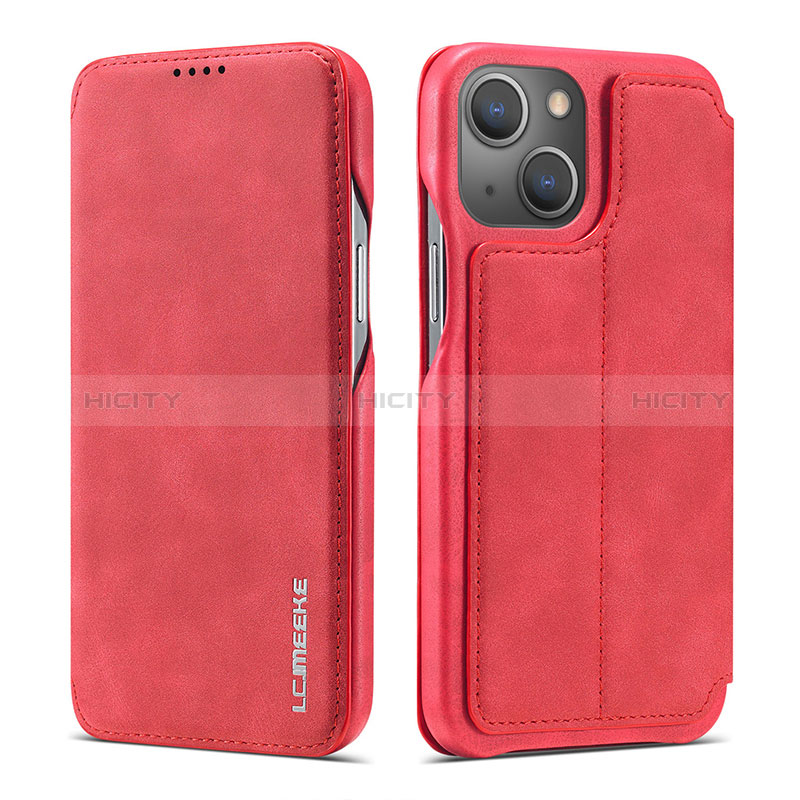 Coque Portefeuille Livre Cuir Etui Clapet LC1 pour Apple iPhone 14 Rouge Plus