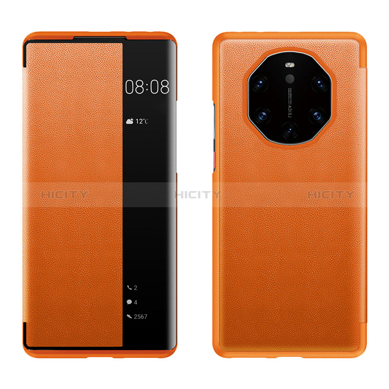 Coque Portefeuille Livre Cuir Etui Clapet LF1 pour Huawei Mate 40 RS Orange Plus