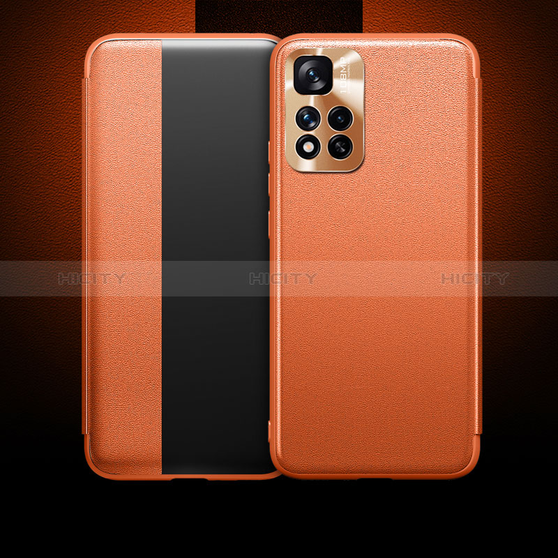 Coque Portefeuille Livre Cuir Etui Clapet LF1 pour Xiaomi Redmi Note 11 Pro+ Plus 5G Orange Plus