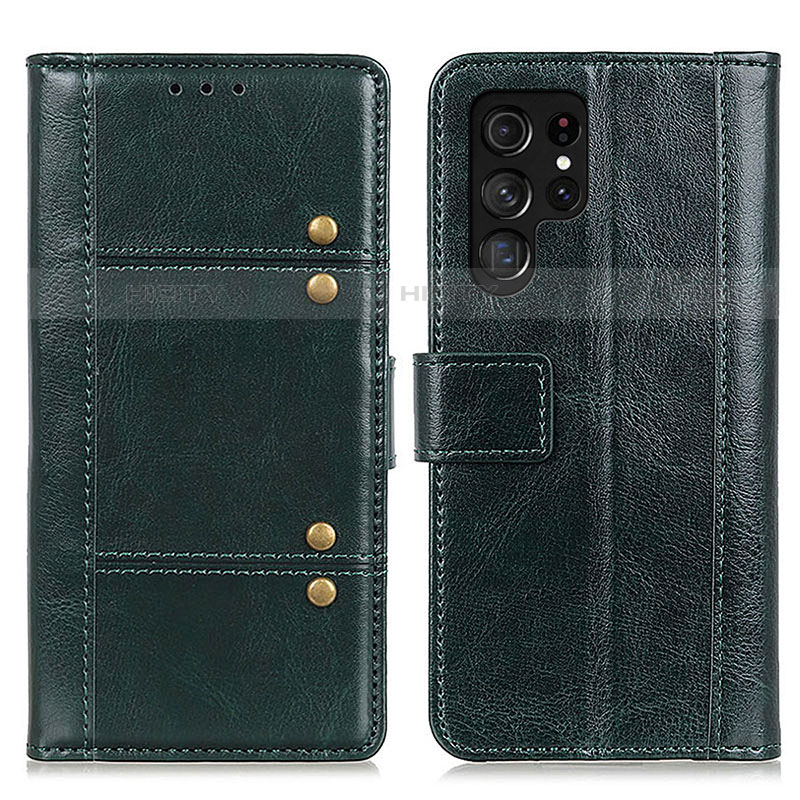 Coque Portefeuille Livre Cuir Etui Clapet M06L pour Samsung Galaxy S21 Ultra 5G Vert Plus