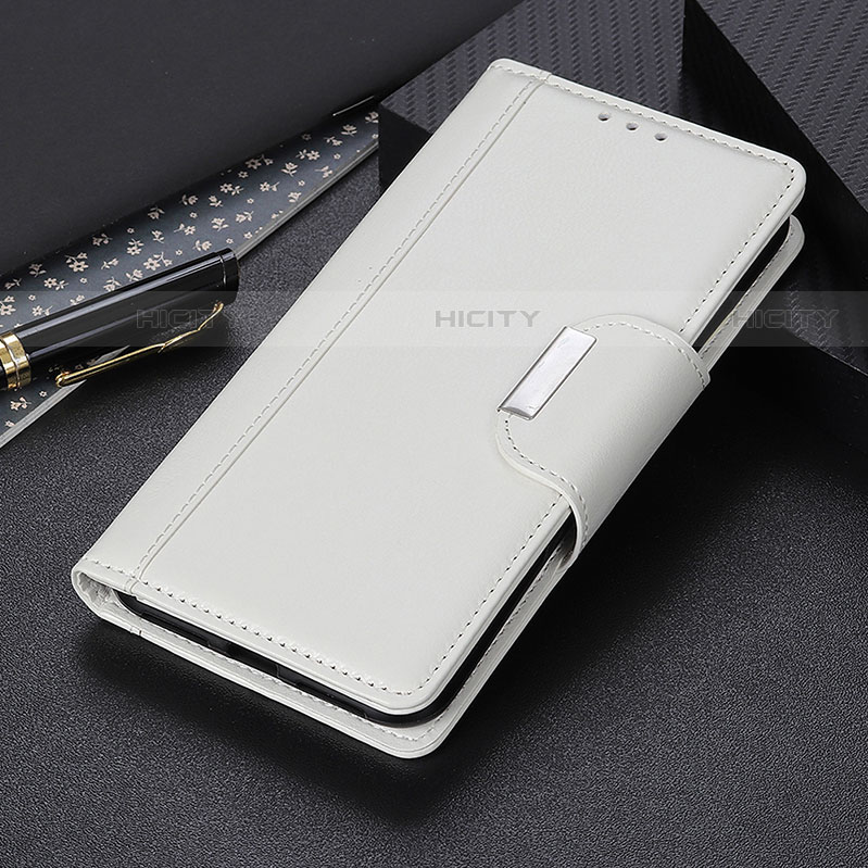 Coque Portefeuille Livre Cuir Etui Clapet M22L pour Samsung Galaxy S21 Ultra 5G Blanc Plus