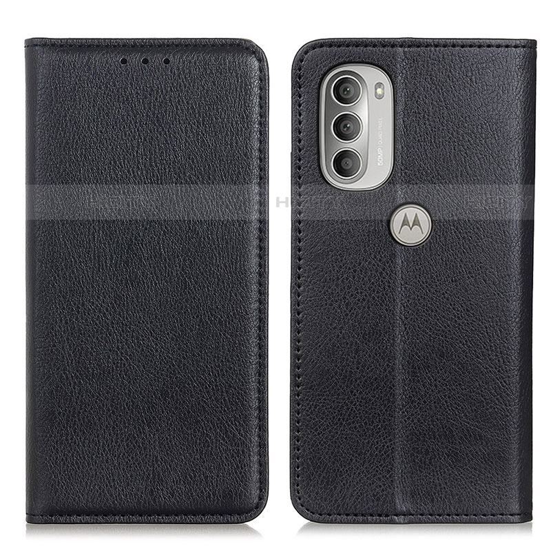 Coque Portefeuille Livre Cuir Etui Clapet N01P pour Motorola Moto G51 5G Noir Plus