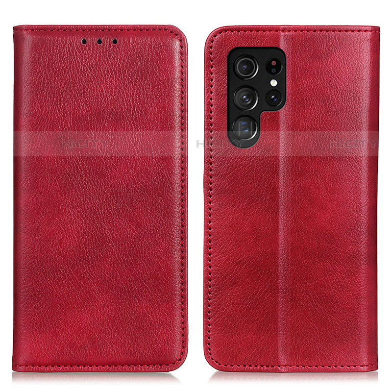 Coque Portefeuille Livre Cuir Etui Clapet N01P pour Samsung Galaxy S21 Ultra 5G Rouge Plus