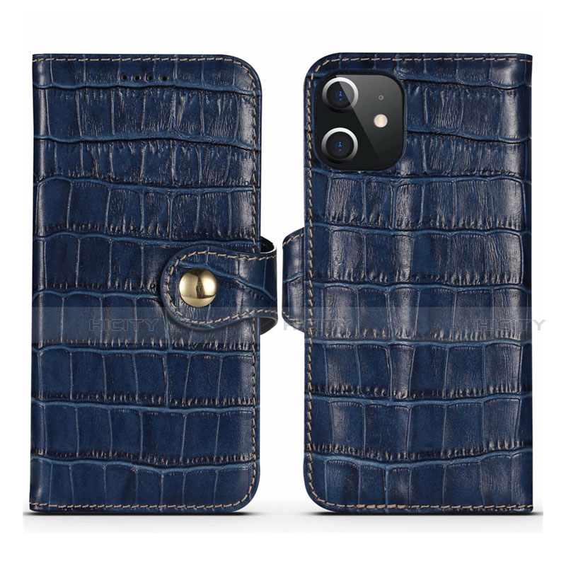 Coque Portefeuille Livre Cuir Etui Clapet N02 pour Apple iPhone 12 Mini Bleu Plus