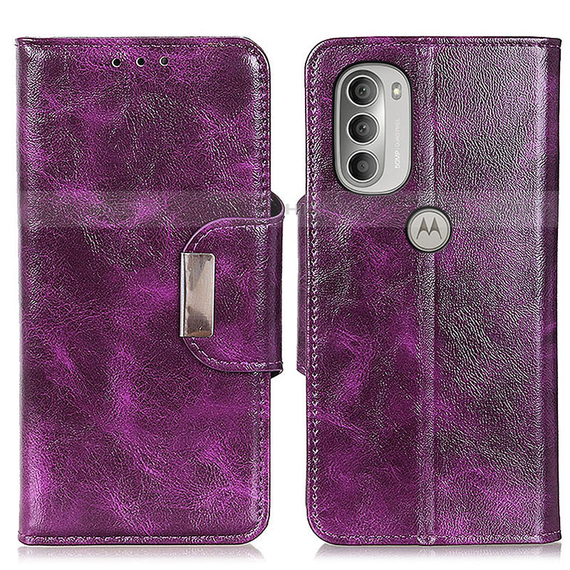 Coque Portefeuille Livre Cuir Etui Clapet N04P pour Motorola Moto G51 5G Violet Plus