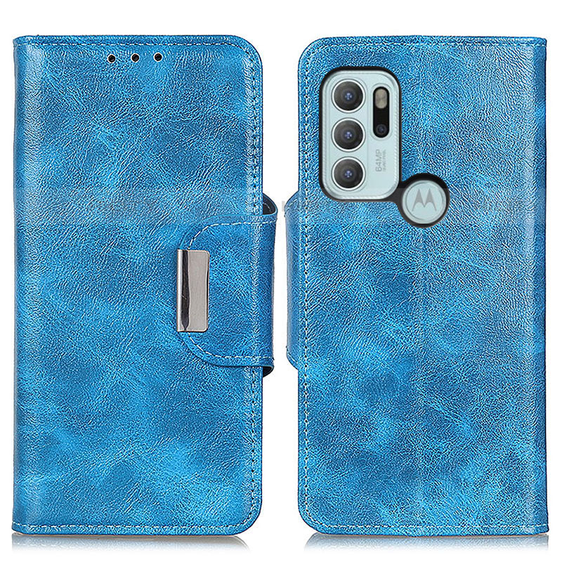 Coque Portefeuille Livre Cuir Etui Clapet N04P pour Motorola Moto G60s Bleu Ciel Plus