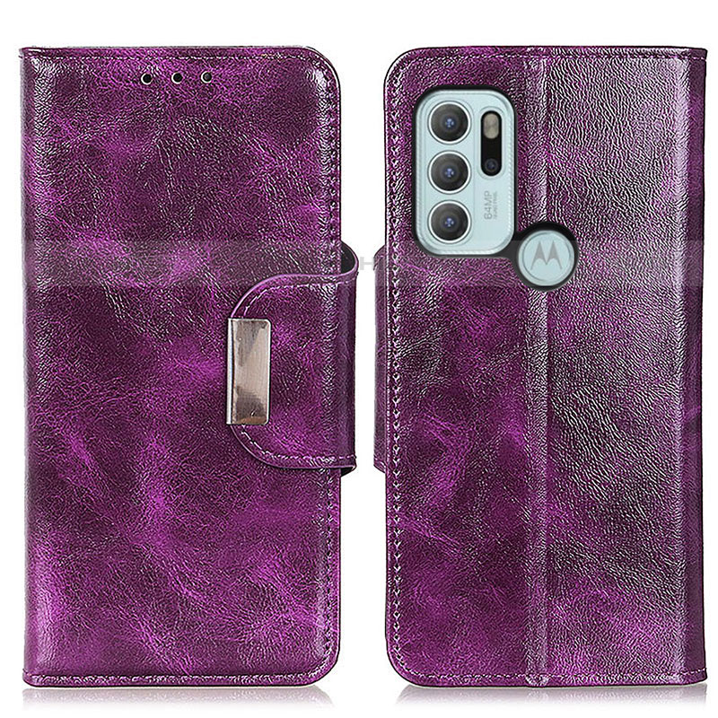 Coque Portefeuille Livre Cuir Etui Clapet N04P pour Motorola Moto G60s Violet Plus