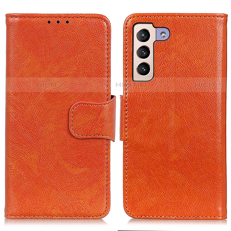 Coque Portefeuille Livre Cuir Etui Clapet N05P pour Samsung Galaxy S21 FE 5G Orange Plus