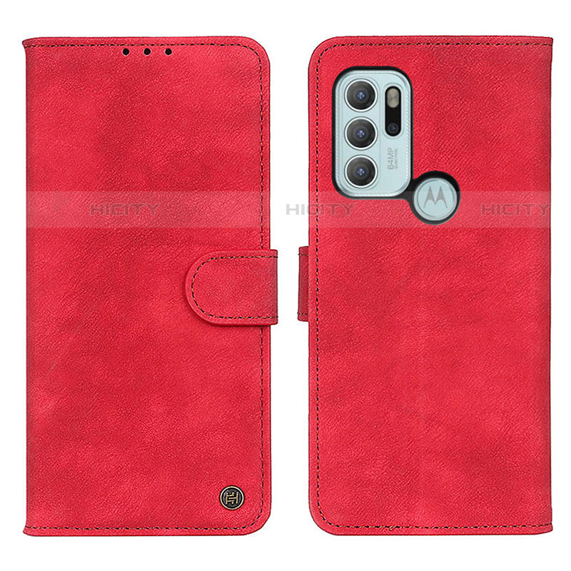 Coque Portefeuille Livre Cuir Etui Clapet N06P pour Motorola Moto G60s Rouge Plus