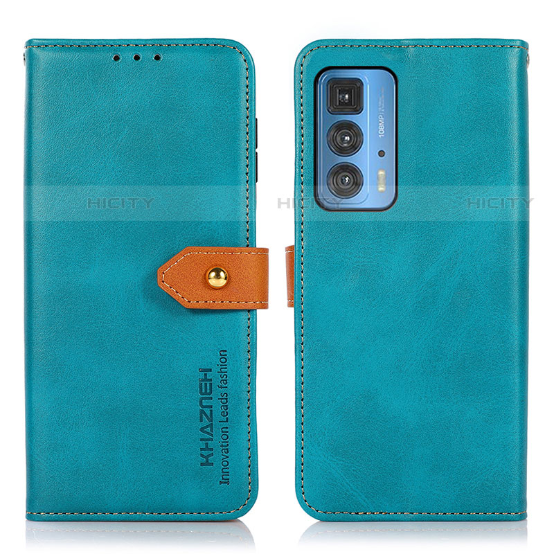 Coque Portefeuille Livre Cuir Etui Clapet N07P pour Motorola Moto Edge 20 Pro 5G Cyan Plus