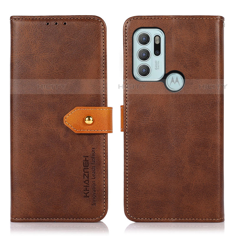 Coque Portefeuille Livre Cuir Etui Clapet N07P pour Motorola Moto G60s Marron Plus