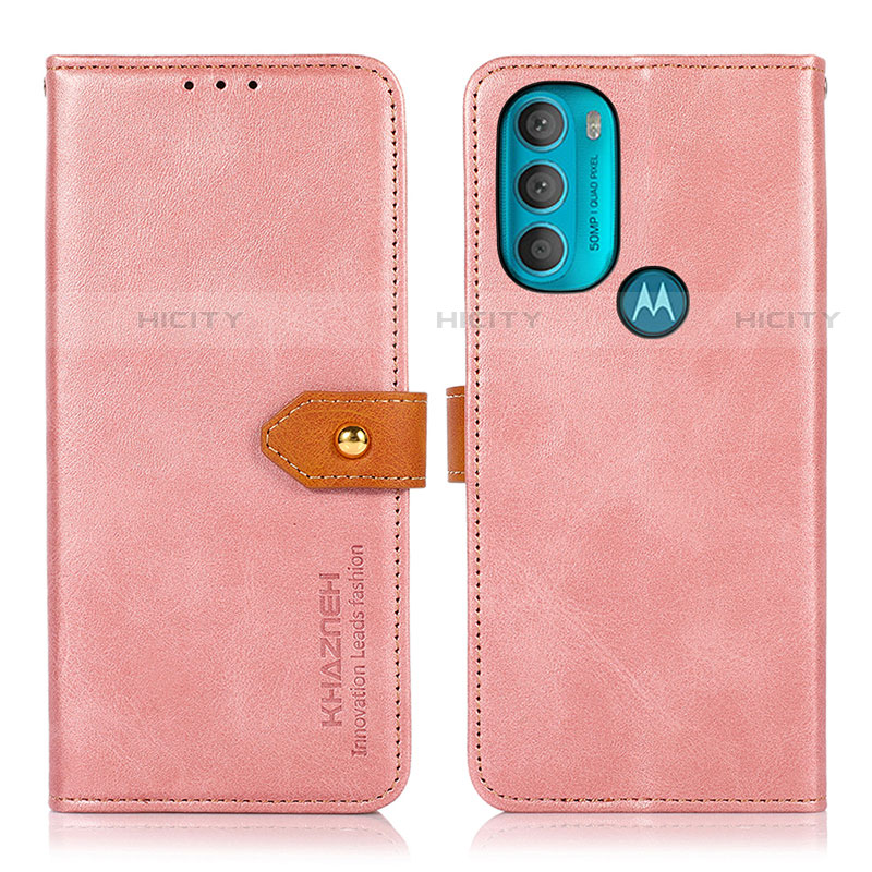 Coque Portefeuille Livre Cuir Etui Clapet N07P pour Motorola Moto G71 5G Rose Plus