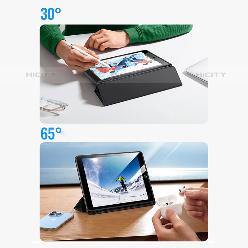 Coque Portefeuille Livre Cuir Etui Clapet P02 pour Apple iPad 10.2 (2020) Noir Plus
