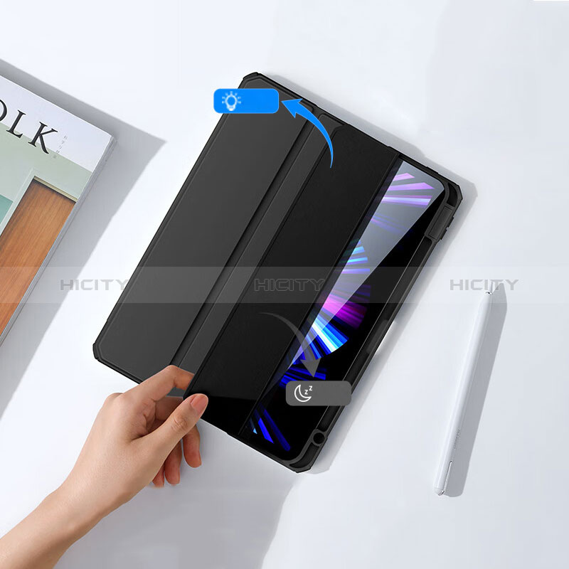 Coque Portefeuille Livre Cuir Etui Clapet P02 pour Apple iPad Air 5 10.9 (2022) Noir Plus