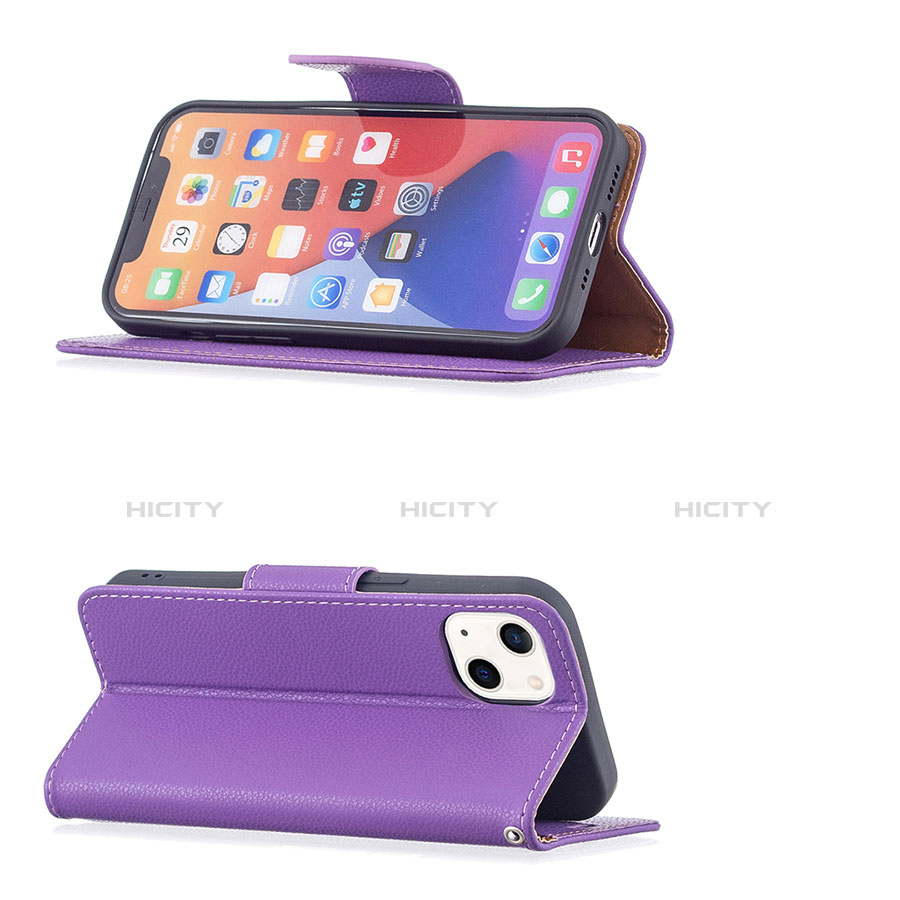 Coque Portefeuille Livre Cuir Etui Clapet pour Apple iPhone 13 Violet Plus