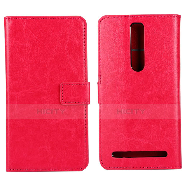 Coque Portefeuille Livre Cuir Etui Clapet pour Asus Zenfone 2 ZE551ML ZE550ML Rose Rouge Plus