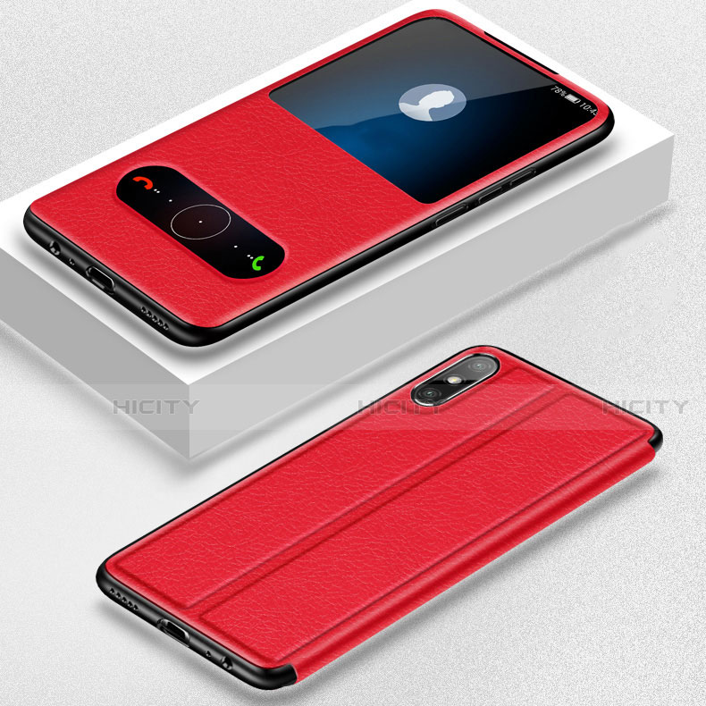 Coque Portefeuille Livre Cuir Etui Clapet pour Huawei Enjoy 10e Rouge Plus