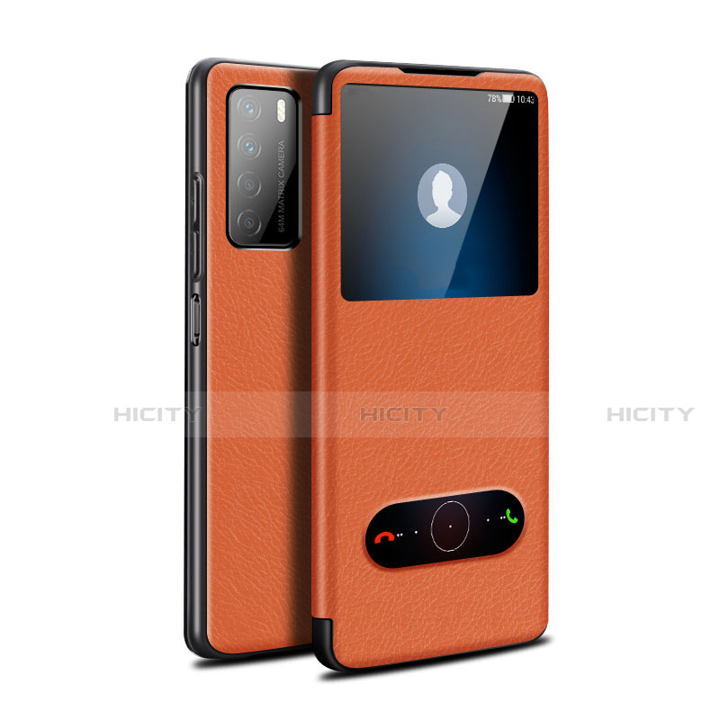 Coque Portefeuille Livre Cuir Etui Clapet pour Huawei Honor Play4 5G Orange Plus