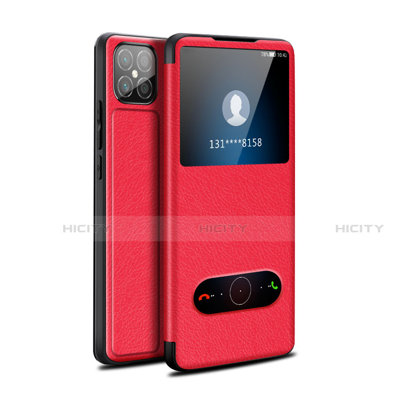Coque Portefeuille Livre Cuir Etui Clapet pour Huawei Nova 8 SE 5G Rouge Plus