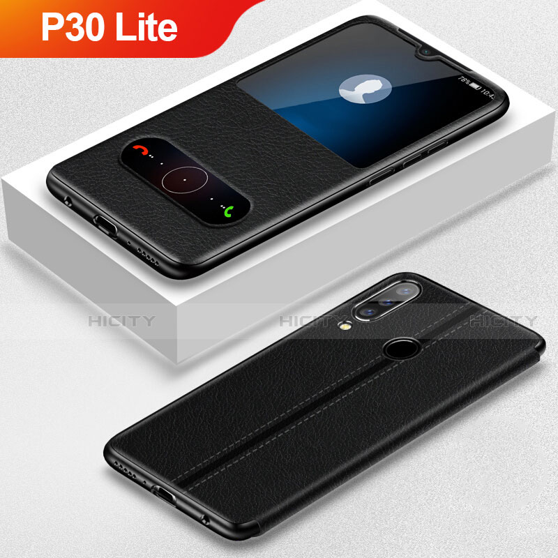 Coque Portefeuille Livre Cuir Etui Clapet pour Huawei P30 Lite XL Noir Plus