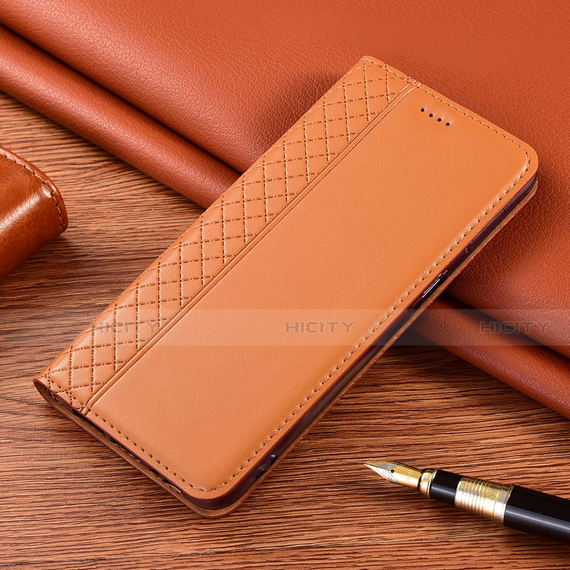 Coque Portefeuille Livre Cuir Etui Clapet pour Motorola Moto E7 Plus Orange Plus