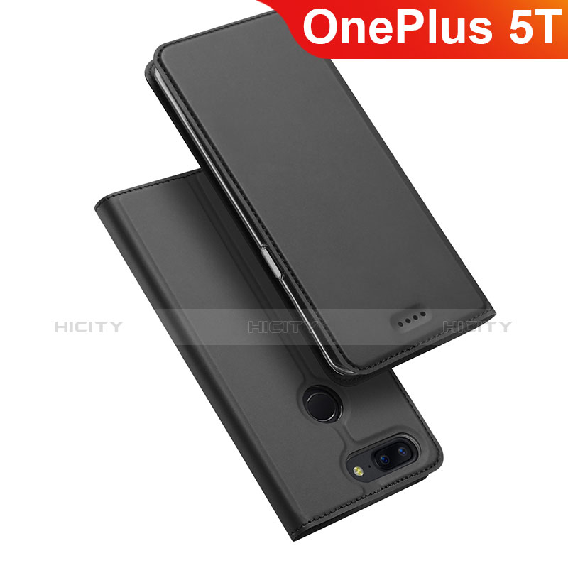 Coque Portefeuille Livre Cuir Etui Clapet pour OnePlus 5T A5010 Noir Plus