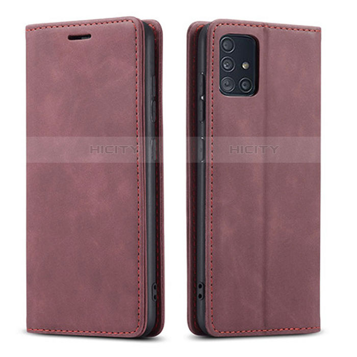 Coque Portefeuille Livre Cuir Etui Clapet pour Samsung Galaxy A71 5G Vin Rouge Plus