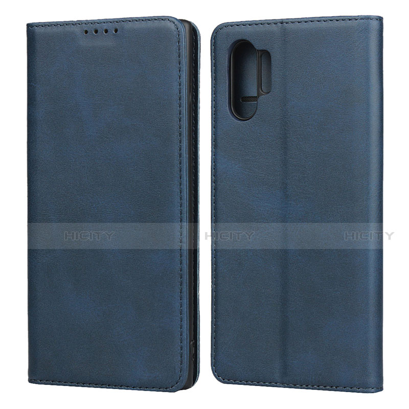 Coque Portefeuille Livre Cuir Etui Clapet pour Samsung Galaxy Note 10 Plus 5G Bleu Plus