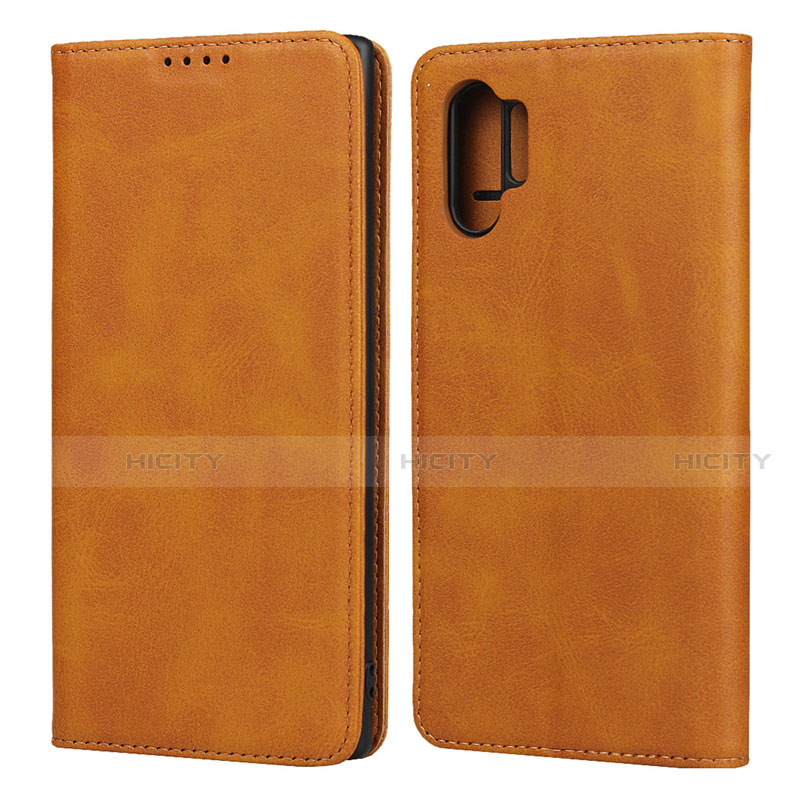 Coque Portefeuille Livre Cuir Etui Clapet pour Samsung Galaxy Note 10 Plus Orange Plus